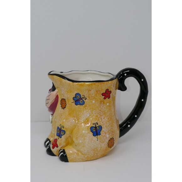 CBK LTD 2002 Ceramic Cat Figural Butterfly Polka Dots Pitcher - Picture 6 of 13